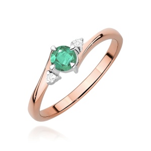 Pierścionek W0346B Szmaragd 0,30ct różowe złoto