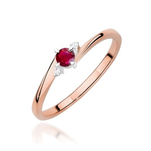 Pierścionek W0346 Rubin 0,15ct różowe złoto