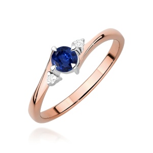 Pierścionek W0346B Szafir 0,30ct różowe złoto