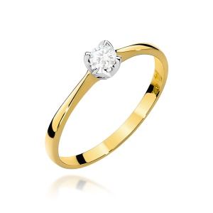 Pierścionek W0047 Diament 0,10ct żółte złoto