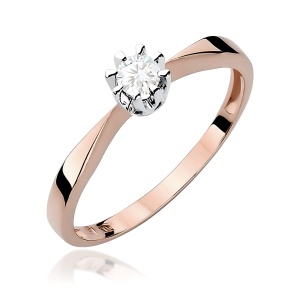 Pierścionek W0173 Diament 0,15ct różowe złoto