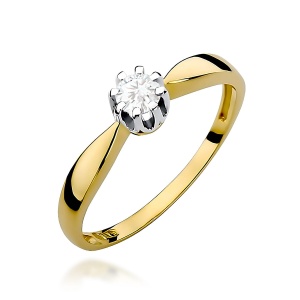 Pierścionek W0228 Diament 0,20ct żółte złoto