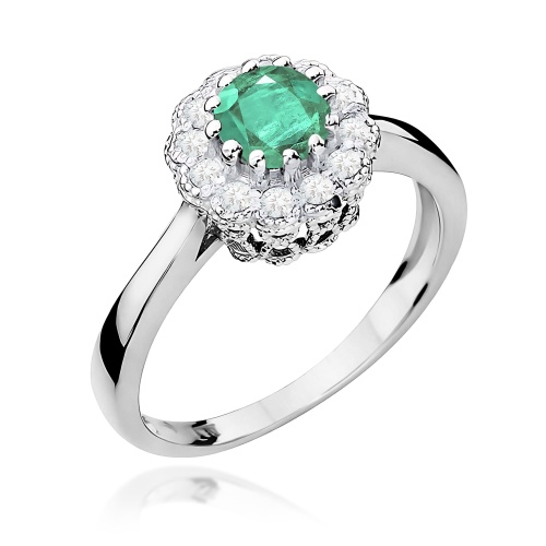Pierścionek W0284 Szmaragd 0,50ct białe złoto