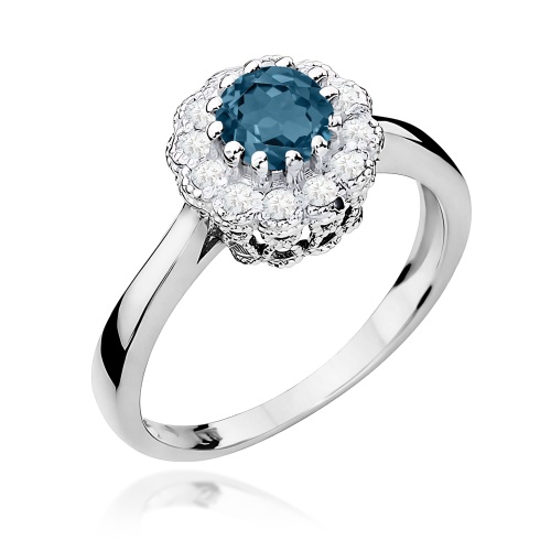 Gyűrű W0284 Topáz London Blue 0,50ct Fehér arany