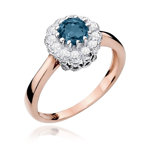 Prsteň W0284 Topás London Blue 0,50ct ružové zlato