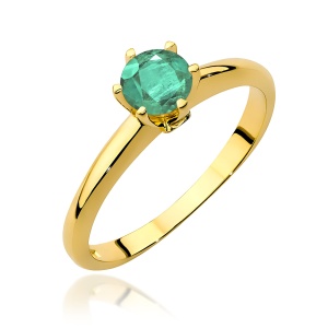 Pierścionek W0557 Szmaragd 0,50ct żółte złoto