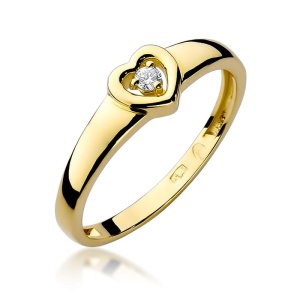 Pierścionek W0001 Diament 0,04ct żółte złoto 375