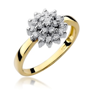 Pierścionek W0004 z diamentami żółte złoto 375