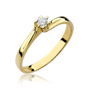 Pierścionek W0021 Diament 0,10ct żółte złoto 375