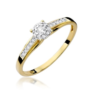 Pierścionek W0034 Diament 0,04ct Żółte złoto 375