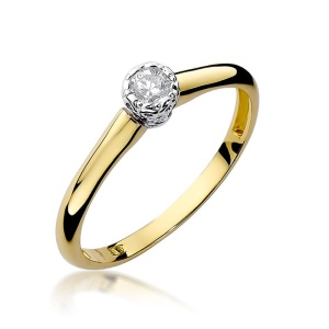 Pierścionek W0042 Diament 0,13ct żółte złoto 375