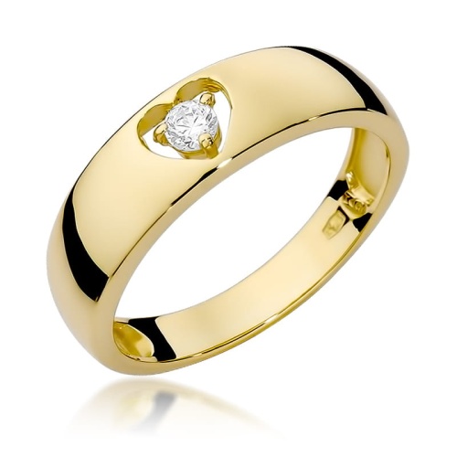 Pierścionek W0071 Diament 0,10ct żółte złoto 375