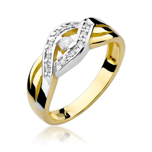 Pierścionek W0083 Diament 0,05ct żółte złoto 375