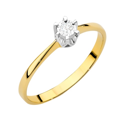 Pierścionek W0111T Diament 0,03ct Żółte złoto 375