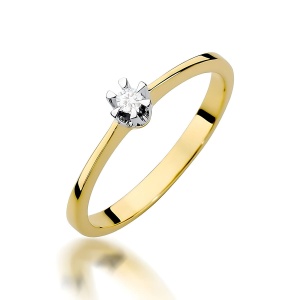 Pierścionek W0111 Diament 0,04ct Żółte złoto 375