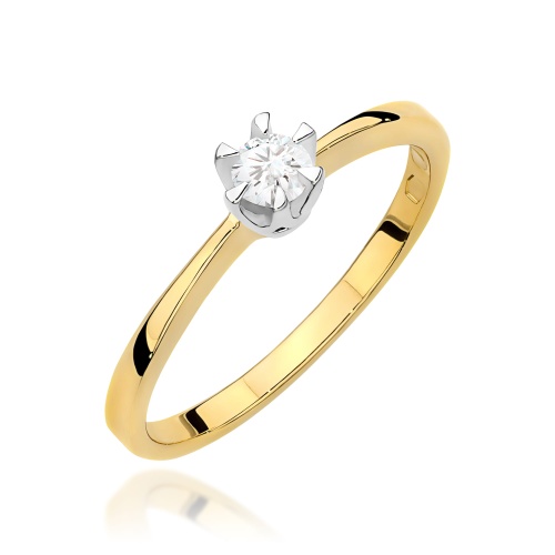 Pierścionek W0111 Diament 0,15ct Żółte złoto 375