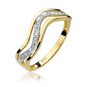 Pierścionek W0116 z diamentami żółte złoto 375