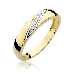 Pierścionek W0118 z diamentami żółte złoto 375