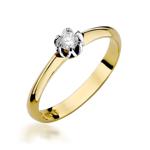Pierścionek W0134 Diament 0,10ct żółte złoto 375