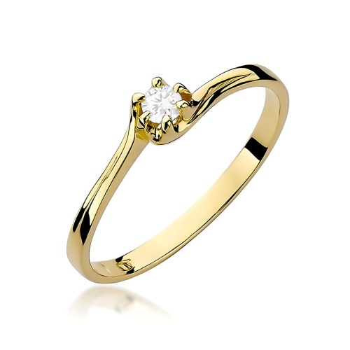 Pierścionek W0163 Diament 0,10ct żółte złoto 375
