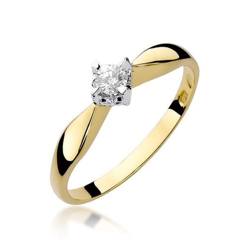 Pierścionek W0171 Diament 0,12ct Żółte złoto 375