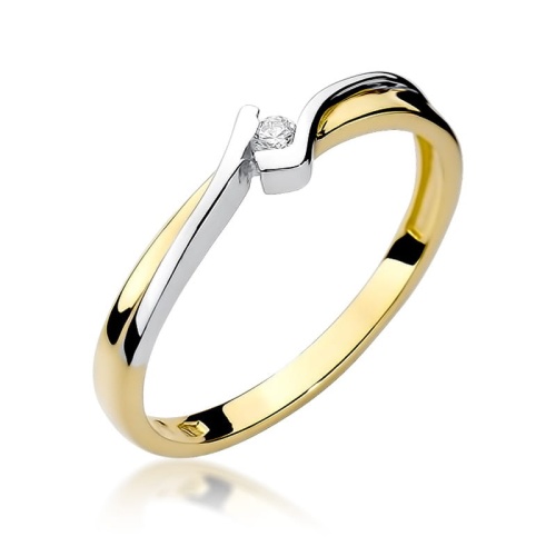 Pierścionek W0181 Diament 0,04ct Żółte złoto 375