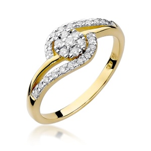 Pierścionek W0184 Diament 0,17ct Żółte złoto 375