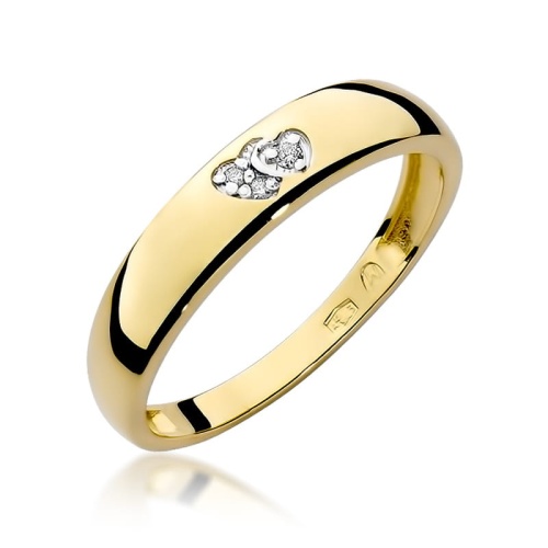 Pierścionek W0189 z diamentami Żółte złoto 375