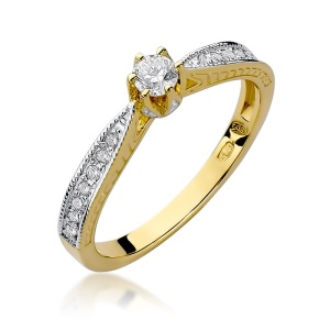 Pierścionek W0202 Diament 0,15ct żółte złoto 375