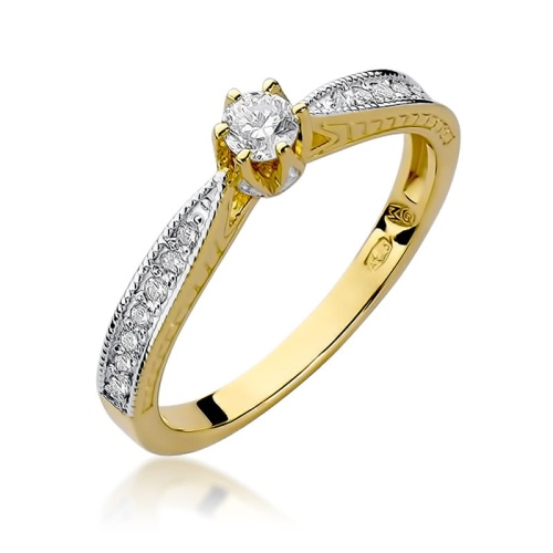 Pierścionek W0202 Diament 0,15ct żółte złoto 375