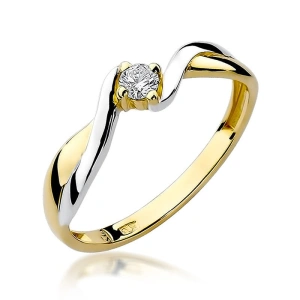 Pierścionek W0208 Diament 0,10ct żółte złoto 375
