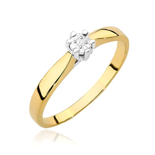 Pierścionek W0222T Diament 0,01ct żółte złoto 375