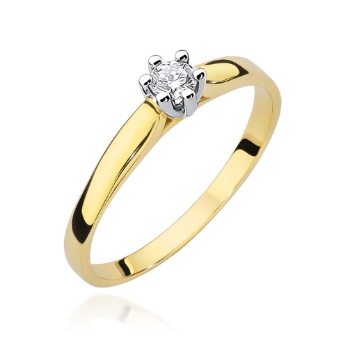 Pierścionek W0222 Diament 0,15ct Żółte złoto 375
