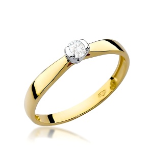 Pierścionek W0223 Diament 0,08ct żółte złoto 375