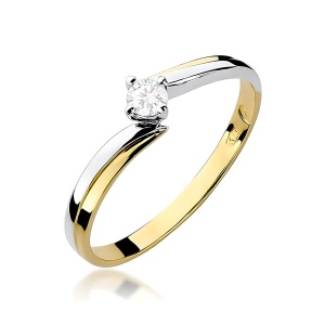 Pierścionek W0231 Diament 0,10ct żółte złoto 375