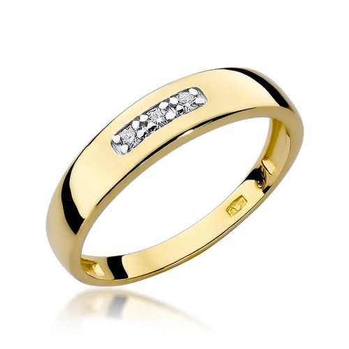 Pierścionek W0235 z diamentami żółte złoto 375