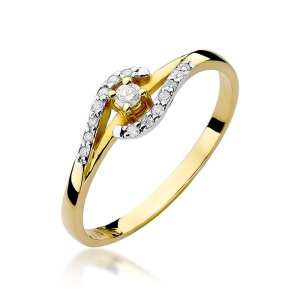 Pierścionek W0237 Diament 0,04ct żółte złoto 375