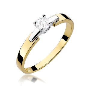 Pierścionek W0241 Diament 0,20ct żółte złoto 375