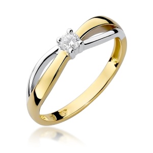 Pierścionek W0248 Diament 0,10ct żółte złoto 375