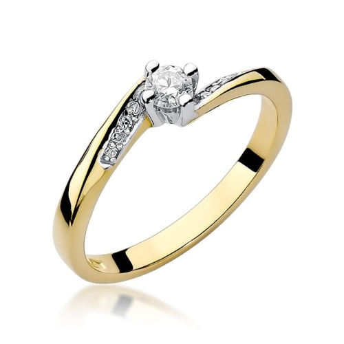 Pierścionek W0262 Diament 0,15ct Żółte złoto 375