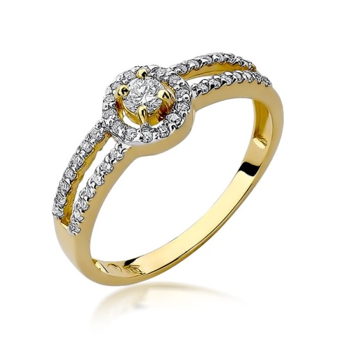 Pierścionek W0272 Diament 0,10ct żółte złoto 375