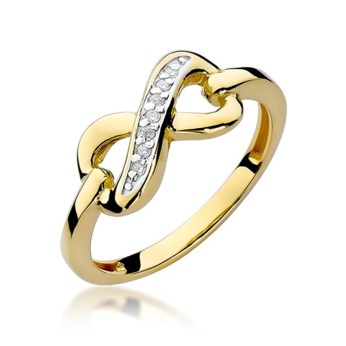 Pierścionek W0285 z diamentami Żółte złoto 375