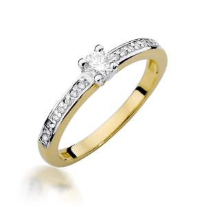 Pierścionek W0288 Diament 0,20ct żółte złoto 375