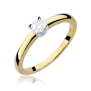 Pierścionek W0292 Diament 0,20ct żółte złoto 375