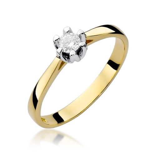 Žiedas W0299 Deimantas 0,12ct Geltonas auksas 375