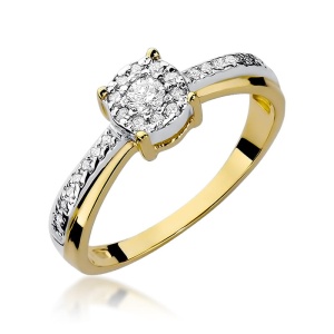 Pierścionek W0302 Diament 0,08ct żółte złoto 375