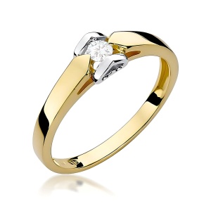Pierścionek W0320 Diament 0,09ct Żółte złoto 375
