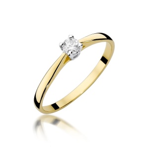 Pierścionek W0335 Diament 0,15ct Żółte złoto 375