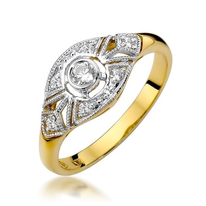 Pierścionek W0413 Diament 0,10ct żółte złoto 375