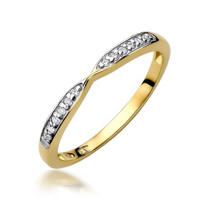 Pierścionek W0425 z diamentami Żółte złoto 375